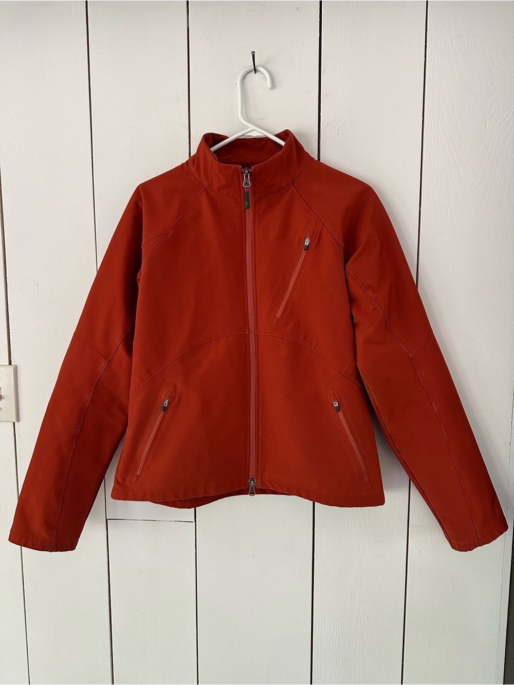 Ibex Jacket Womens L Rust Orange ClimaWool Cirrus Softshell Zip Jacket